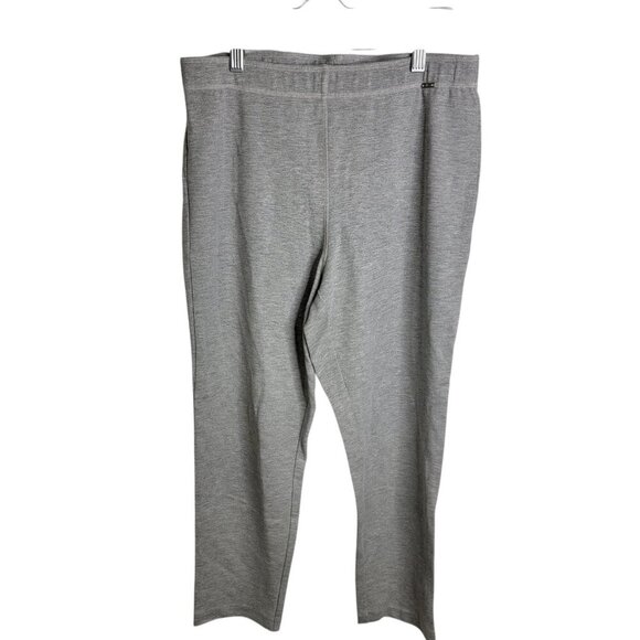 ST. JOHN Gray Cropped Cotton Pants Made in USA Designer Lounge Casual Neutral - Picture 1 of 11